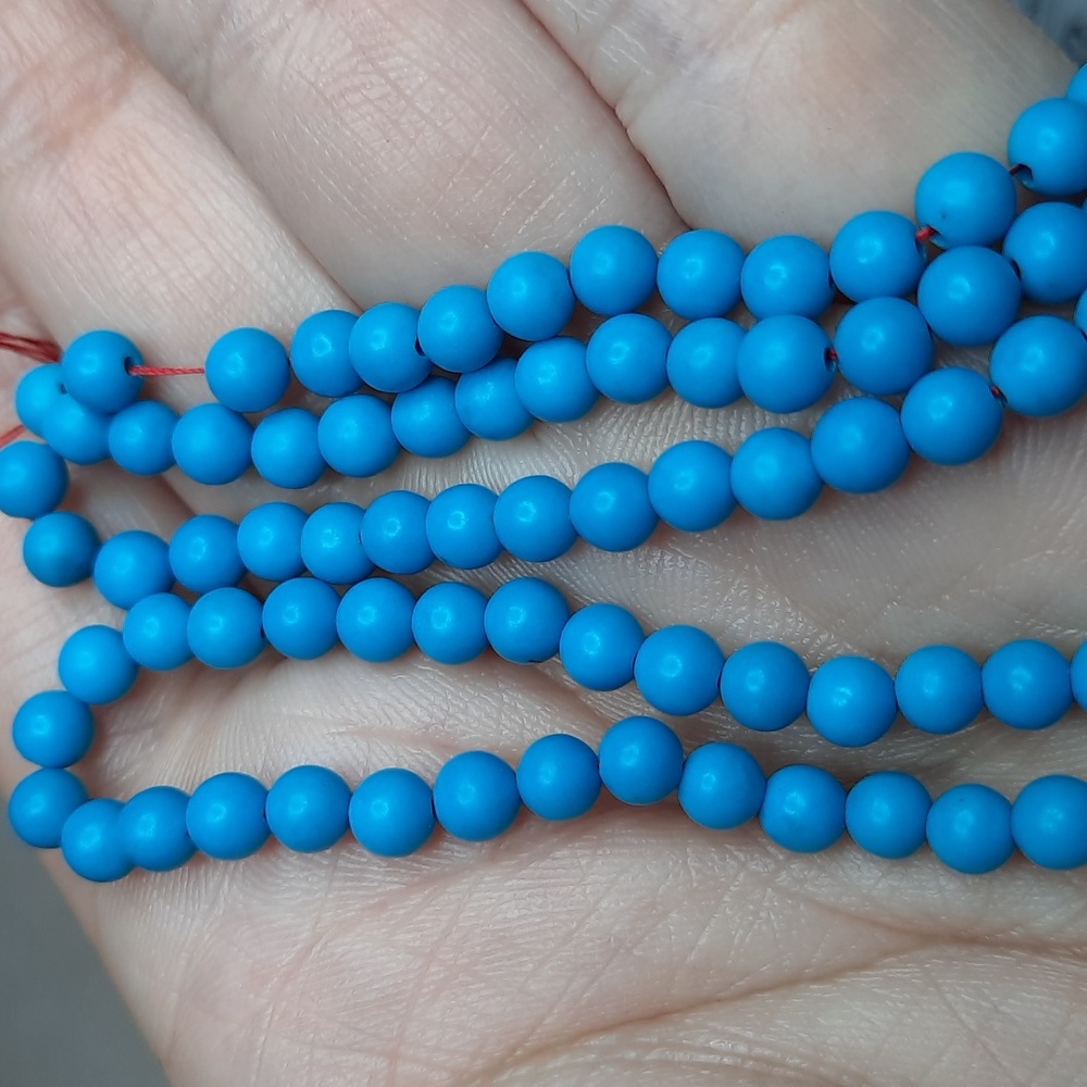 4mm ""Turquoise" Magnesite Stone 15-inch Strand #7 - Picture 2 of 4